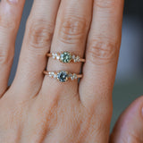 0.72ct Green Tanzanian Sapphire and Diamond Starry Night Low Profile Solitaire in 14k Yellow Gold