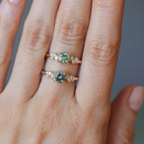 0.72ct Green Tanzanian Sapphire and Diamond Starry Night Low Profile Solitaire in 14k Yellow Gold