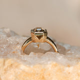 2.60ct Multicolor Emerald Cut Sapphire Low Profile Bezel Ring in 14k Yellow Gold