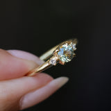 0.71ct Bicolor Round Montana Sapphire and Princess Cut Diamond Rapids Low Profile Ring in 18k Yellow Gold