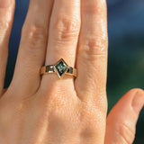 1.27ct Australian Kite Sapphire Bezel Set "Signet" Style Wide Band Solitaire in 14k Yellow Gold