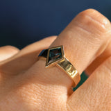 1.27ct Australian Kite Sapphire Bezel Set "Signet" Style Wide Band Solitaire in 14k Yellow Gold