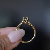 0.78ct Round Seafoam Teal Green Montana Sapphire Four Prong Lotus Solitaire in 14k Yellow Gold