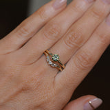 0.67ct Untreated Round Australian Parti Green Sapphire Low Profile Compass Set 4 Prong Solitaire in 14k Yellow Gold