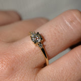 0.68ct Antique Old Mine Cut Diamond and Princess Cut Diamond Rapids Low Profile Ring in 18k Yellow Gold