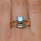 1.69ct Untreated Cushion Cut Blue Montana Sapphire Low Profile 4 Prong Solitaire in 14k Yellow Gold