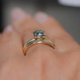 1.69ct Untreated Cushion Cut Blue Montana Sapphire Low Profile 4 Prong Solitaire in 14k Yellow Gold
