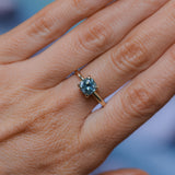 1.69ct Untreated Cushion Cut Blue Montana Sapphire Low Profile 4 Prong Solitaire in 14k Yellow Gold