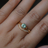 0.78ct Round Seafoam Teal Green Montana Sapphire Four Prong Lotus Solitaire in 14k Yellow Gold