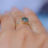 1.69ct Untreated Cushion Cut Blue Montana Sapphire Low Profile 4 Prong Solitaire in 14k Yellow Gold