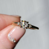 0.68ct Antique Old Mine Cut Diamond and Princess Cut Diamond Rapids Low Profile Ring in 18k Yellow Gold