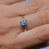 1.69ct Untreated Cushion Cut Blue Montana Sapphire Low Profile 4 Prong Solitaire in 14k Yellow Gold
