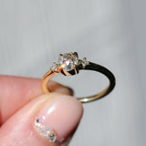 0.68ct Antique Old Mine Cut Diamond and Princess Cut Diamond Rapids Low Profile Ring in 18k Yellow Gold