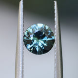 0.94CT ROUND MADAGASCAR SAPPHIRE, TEAL BLUE GREEN WITH GREY, 5.9X3.4MM
