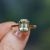 2.60ct Multicolor Emerald Cut Sapphire Low Profile Bezel Ring in 14k Yellow Gold