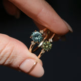 0.85ct Round Light Green Montana Sapphire and Princess Cut Diamond Rapids Low Profile Ring in 14k Yellow Gold