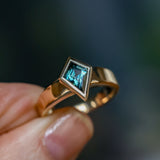 1.27ct Australian Kite Sapphire Bezel Set "Signet" Style Wide Band Solitaire in 14k Yellow Gold