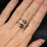 0.85ct Round Light Green Montana Sapphire and Princess Cut Diamond Rapids Low Profile Ring in 14k Yellow Gold