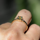 0.85ct Round Light Green Montana Sapphire and Princess Cut Diamond Rapids Low Profile Ring in 14k Yellow Gold