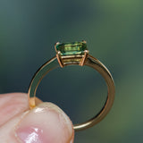 1.20ct Untreated Australian Emerald Cut Parti Sapphire Low Profile 4 Prong East-West Solitaire in 14k Yellow Gold