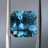 5.53CT RADIANT CUT MONTANA SAPPHIRE, TEAL BLUE AND LIGHT GREEN, UNTREATED, 9.39X9.21X6.75MM - APPRAISED STONE