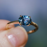 1.42ct Oval Blue Montana Sapphire Low Profile 4 Prong East-West Solitaire in 14k Yellow Gold