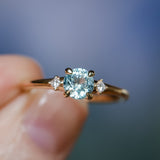 0.80ct Untreated Montana Sapphire and Princess Cut Diamond Rapids Low Profile Ring in 14k Yellow Gold