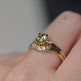 0.85ct Round Light Green Montana Sapphire and Princess Cut Diamond Rapids Low Profile Ring in 14k Yellow Gold