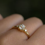 0.68ct Antique Old Mine Cut Diamond and Princess Cut Diamond Rapids Low Profile Ring in 18k Yellow Gold