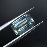 3.17CT MADAGASCAR EMERALD CUT SAPPHIRE, PARTI MINT GREEN YELLOW BLUE, 10.54X6.86X4.51MM