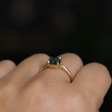 1.65ct Cushion Cut Untreated Madagascar Parti Sapphire and Light Blue Sapphire Low Profile East-West Ring in 14k Yellow Gold