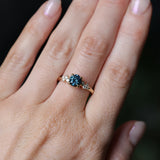 1.16ct Round Blue and Midnight Purple Montana Sapphire and Diamond Starry Night Low Profile Solitaire in 14k Yellow Gold