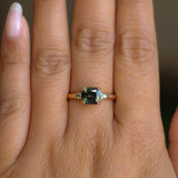 1.65ct Cushion Cut Untreated Madagascar Parti Sapphire and Light Blue Sapphire Low Profile East-West Ring in 14k Yellow Gold