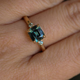 1.65ct Cushion Cut Untreated Madagascar Parti Sapphire and Light Blue Sapphire Low Profile East-West Ring in 14k Yellow Gold
