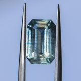 3.17CT MADAGASCAR EMERALD CUT SAPPHIRE, PARTI MINT GREEN YELLOW BLUE, 10.54X6.86X4.51MM