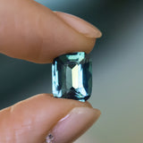 4.09CT ELONGATED CUSHION MADAGASCAR SAPPHIRE, MEDIUM TEAL GREEN, 10.28X8.09X5.01MM - APPRAISED STONE