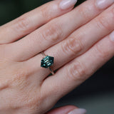 2.74CT MADAGASCAR ELONGATED HEXAGON SAPPHIRE, DEEP TEAL BLUE GREEN, 10.8X6.7X5.1MM