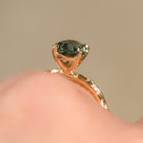 1.74ct Oval Untreated Blue Madagascar Sapphire Four Prong Evergreen Solitaire in 14k Yellow Gold