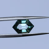 2.74CT MADAGASCAR ELONGATED HEXAGON SAPPHIRE, DEEP TEAL BLUE GREEN, 10.8X6.7X5.1MM
