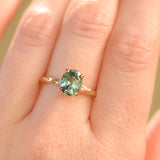 1.74ct Oval Untreated Blue Madagascar Sapphire Four Prong Evergreen Solitaire in 14k Yellow Gold