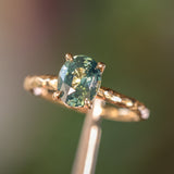 1.74ct Oval Untreated Blue Madagascar Sapphire Four Prong Evergreen Solitaire in 14k Yellow Gold