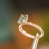 1.74ct Oval Untreated Blue Madagascar Sapphire Four Prong Evergreen Solitaire in 14k Yellow Gold