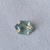 1.70CT MADAGASCAR ELONGATED HEXAGON SAPPHIRE, OPALESCENT SMOKY GREY GOLDEN, 9.4X6.6X3.7MM