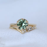 1.94ct Round Precision Cushion Cut Green Montana Sapphire Scallop Cup Solitaire in 14k Yellow Gold