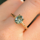 1.74ct Oval Untreated Blue Madagascar Sapphire Four Prong Evergreen Solitaire in 14k Yellow Gold