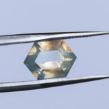 1.70CT MADAGASCAR ELONGATED HEXAGON SAPPHIRE, OPALESCENT SMOKY GREY GOLDEN, 9.4X6.6X3.7MM