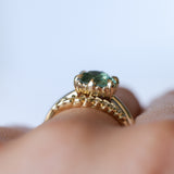 1.94ct Round Precision Cushion Cut Green Montana Sapphire Scallop Cup Solitaire in 14k Yellow Gold
