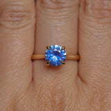 1.60ct Round Blue Untreated Sri Lankan Sapphire Hidden Halo Solitaire in 14k Yellow Gold