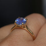 1.60ct Round Blue Untreated Sri Lankan Sapphire Hidden Halo Solitaire in 14k Yellow Gold