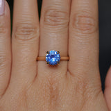1.60ct Round Blue Untreated Sri Lankan Sapphire Hidden Halo Solitaire in 14k Yellow Gold